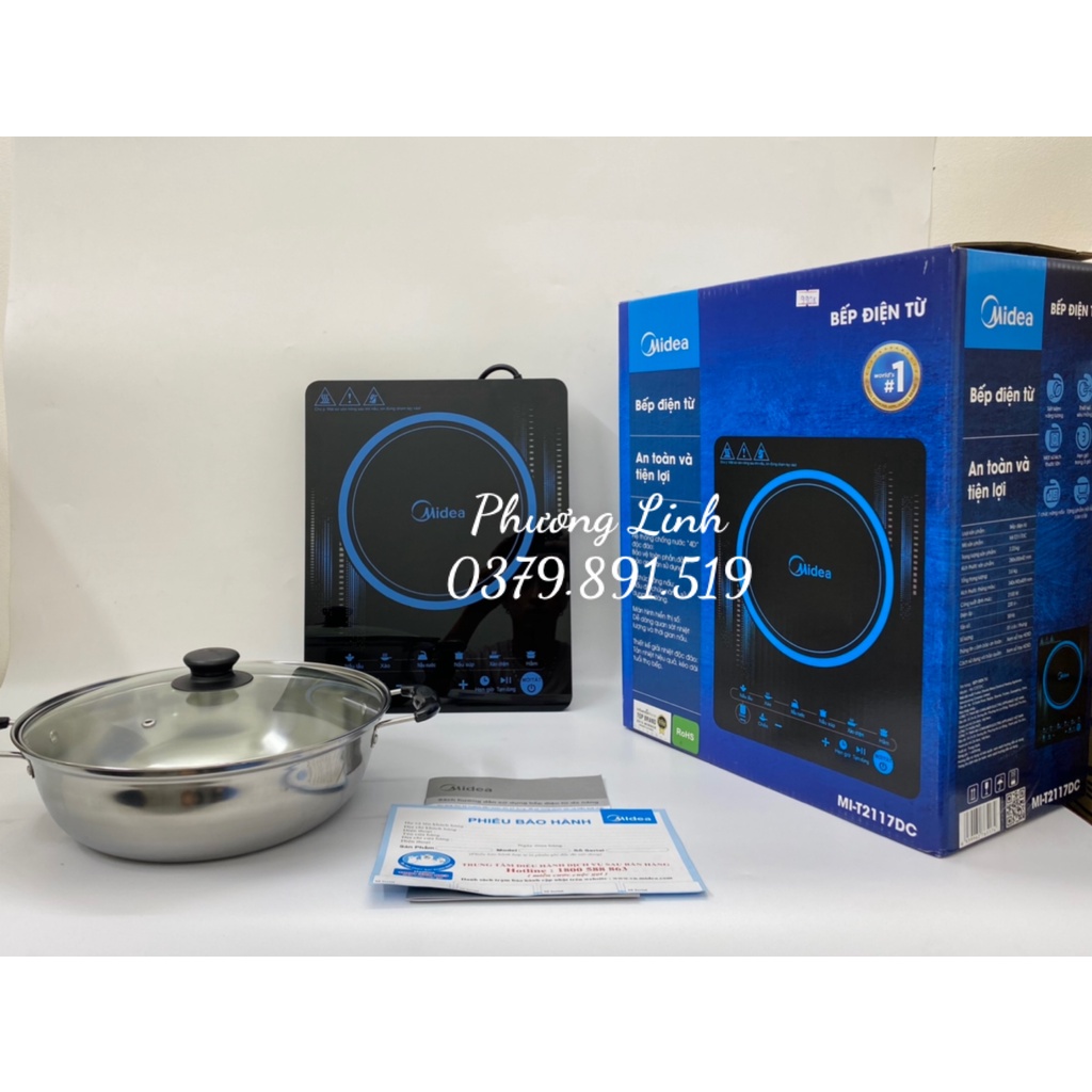 Bếp từ Midea MI-T2117DC - Tặng kèm nồi inox - Hàng chính hãng - Bảo hành 12 tháng