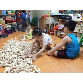 Combo 100 Thanh Gỗ Domino Màu Mộc