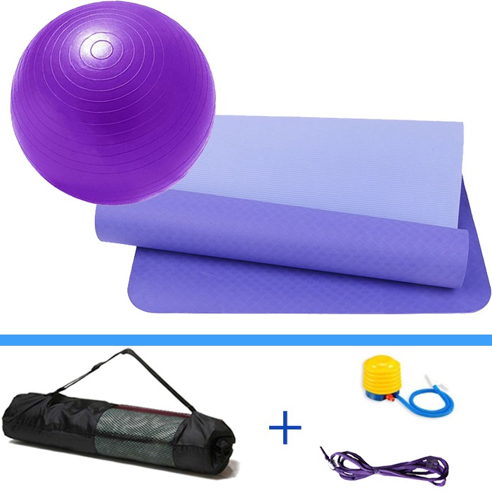 Bộ Thảm Tập Yoga TPE 6mm 2 Lớp + Bóng Tập Yoga Da Trơn Cao Cấp Chính Hãng Đại Nam Sport