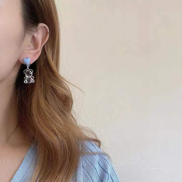 Khuyên Tai Màu Xanh Dương Thời Trang Phong Cách Hàn Quốc