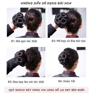 búi tóc giả hoa trà