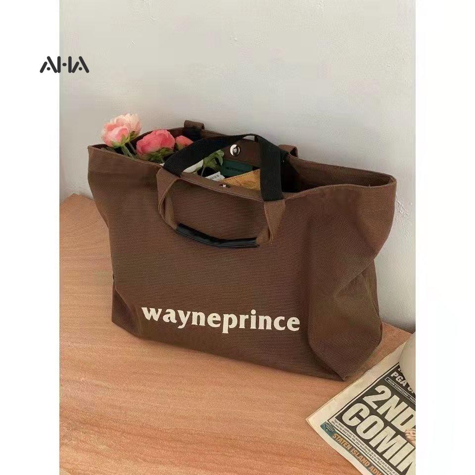 Túi xách AHA official canvas cỡ lớn phong cách retro Nhật Bản thời trang