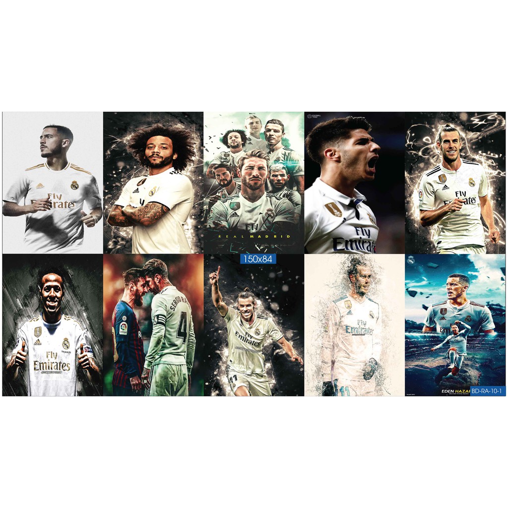 Combo Set 10 tờ Decal dán tường đội bóng Real madrid
