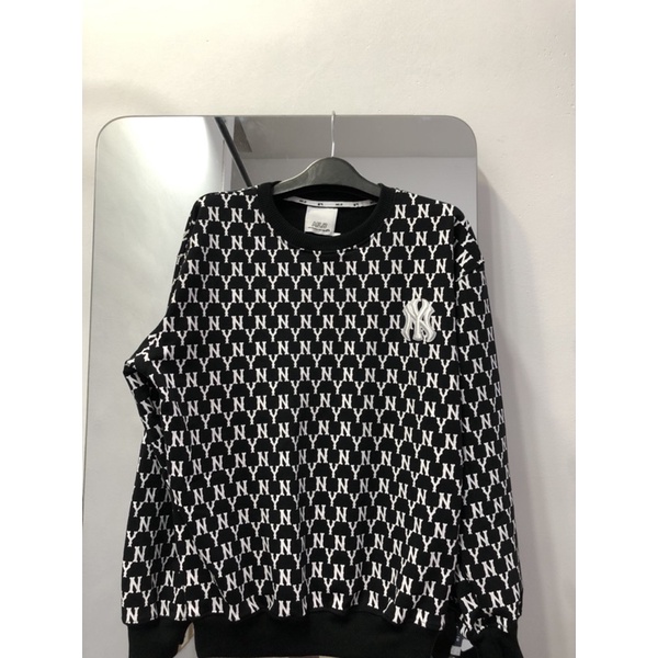 ÁO NỈ M L B MONOGRAM DÀI TAY VẢI DA CÁ DÀY DẶN LOẠI ĐẸP-LOGO THÊU