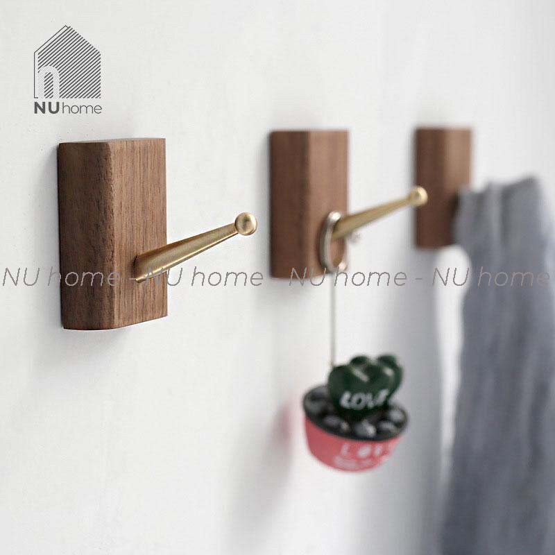 nuhome.vn | Móc gỗ treo quần áo móc kim loại mạ crom bền màu gắn tường tiện dụng, phong cách đơn giản