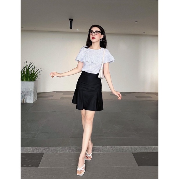 Guốc kẹp quai mảnh mui vuong gót nhọn 6p mũi vuông Annmodels _Hàng có sẵn
