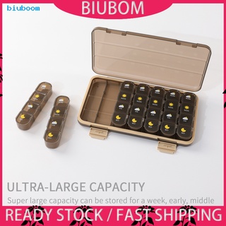 Biuboom 3/4 Times A Day Pill Organizer Refillable Weekly Vitamin Pills Case Durable Household Supplies