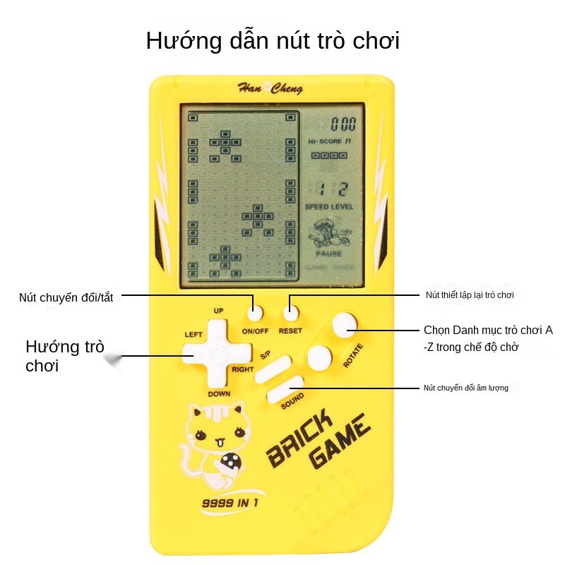 ✗✆Máy chơi game Tetris màn hình lớn cổ điển, học sinh và trẻ em cơ hội được cầm trên tay luôn là đen trắng