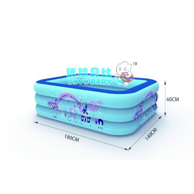 BỂ BƠI PHAO BƠI mùa hè cho bé /1,3M/1,5M/1,8M/2,1M CHỮ NHẬT 3 TẦNG
