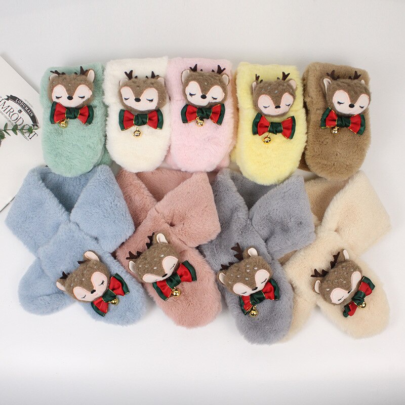 Khăn Choàng Cổ Bằng Lông Nhân Tạo Mềm Mại Dày Dặn Giữ Ấm Mùa Thu Đông Cho Bé