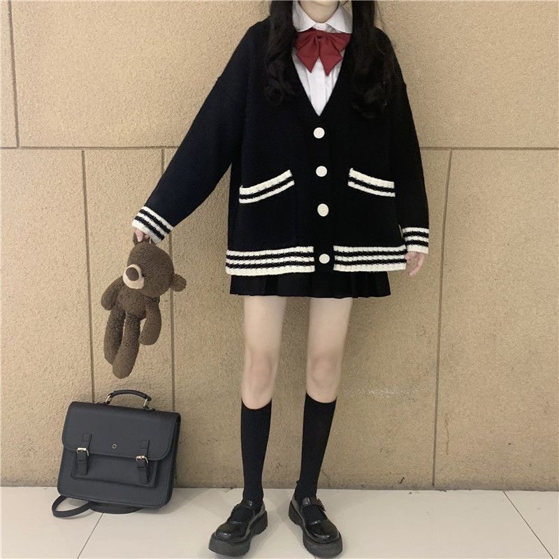 Áo cardigan form rộng dáng dài học sinh cá tính