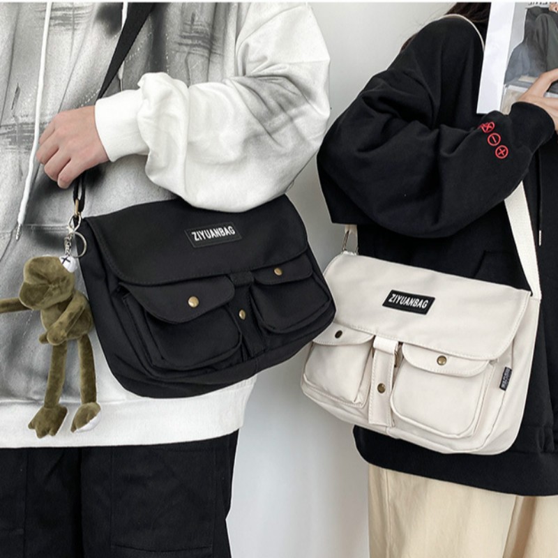 On Sale Ulzzang Korean Fashion Canvas Men Sling Bag Shoulder Bag Crossbody Bag Tote Bag Messenger Bag for Men Birthday G