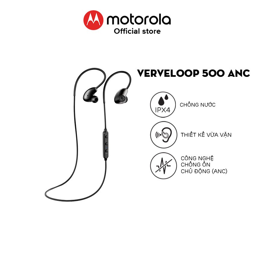 Tai nghe bluetooth Motorola nhét tai thể thao không dây chống ồn chủ động ANC- Verve Loop 500ANC