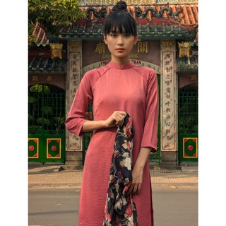 Set Áo Dài Rosemary Lụa Tây Thi Hồng Đất