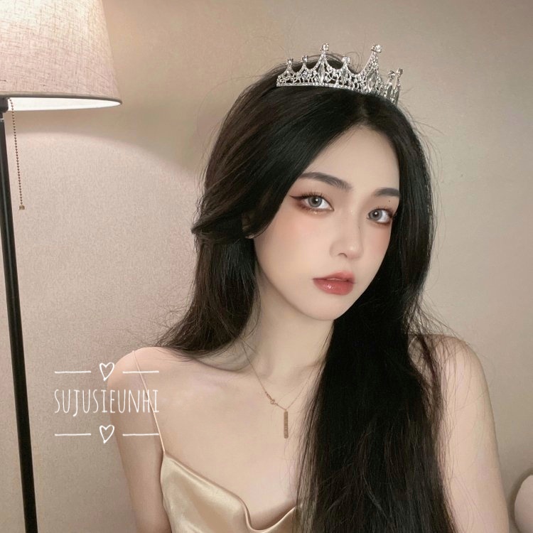 (2 màu) vương miện màu bạc đính đá công chúa/ phụ kiện cài tóc dành cho cô dâu, tiệc sinh nhật