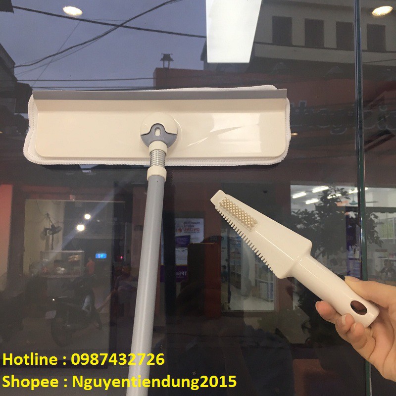 Cây lau kính kèm thanh cọ kính và giặt vải cán dài từ 75cm đến 120cm tiện ích TD2015-A3
