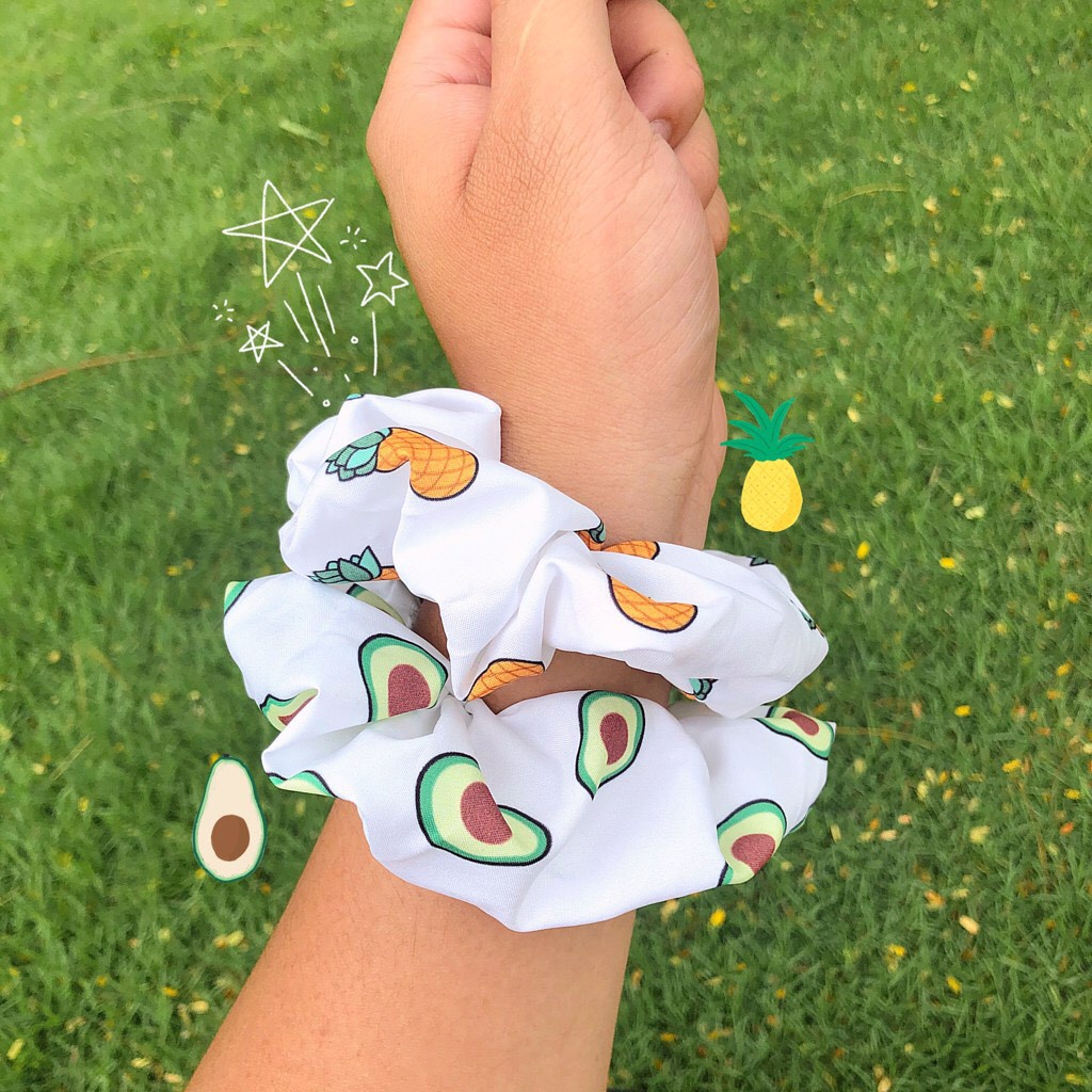 [ Ảnh Thật ] Buộc Tóc Vải Scrunchies Trái CâyHọa Tiết