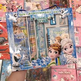 Set bộ dụng cụ học tập 8 món hình công chúa anna, elsa màu xanh cho học sinh, các bé - 17p4nfzrs101 - (25x2x21c