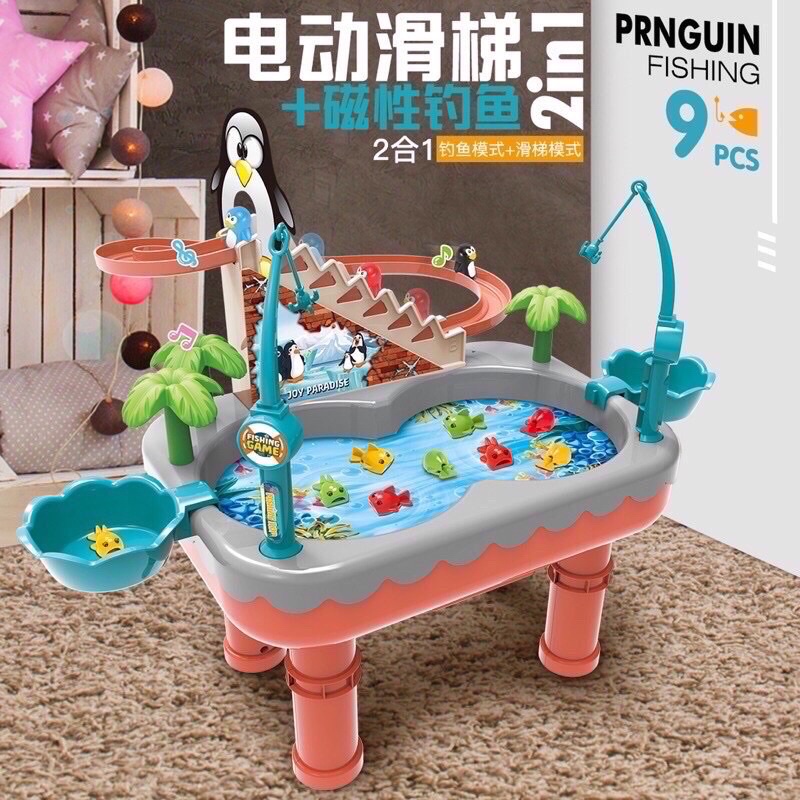 Bộ đồ chơi câu cá tháp trượt có nhạc vui nhộn