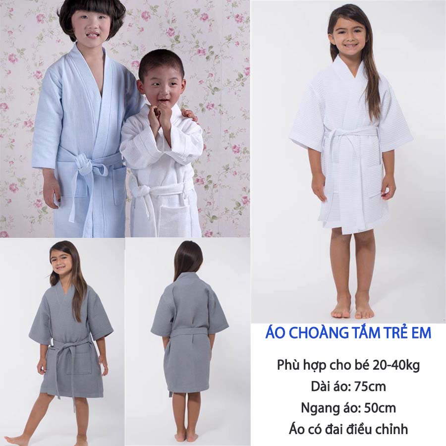 Áo Choàng Tắm Thời Trang 100%Cotton Thấm Hút Ao Choang Tam Ngủ Khach San