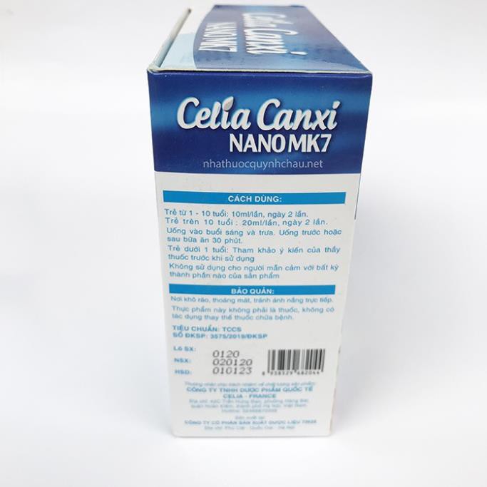 (Chính Hãng) Celia Canxi Nano Mk7 (20 ống 10ml) - hỗ trợ tiêu hóa, cải thiện chiều cao trẻ em
