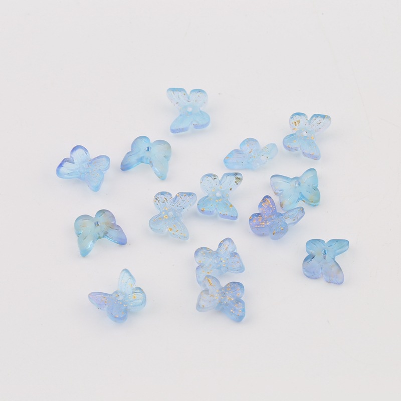 Set 20 Hạt Thủy Tinh Mini Hình Bướm Có Lỗ Làm Bông Tai Diy