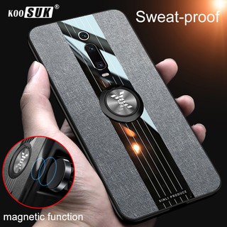 Ốp điện thoại vải màu trơn có giá đứng vòng nhẫn từ tính dành cho Xiaomi Redmi K20 Pro Mi 9t Mi9T