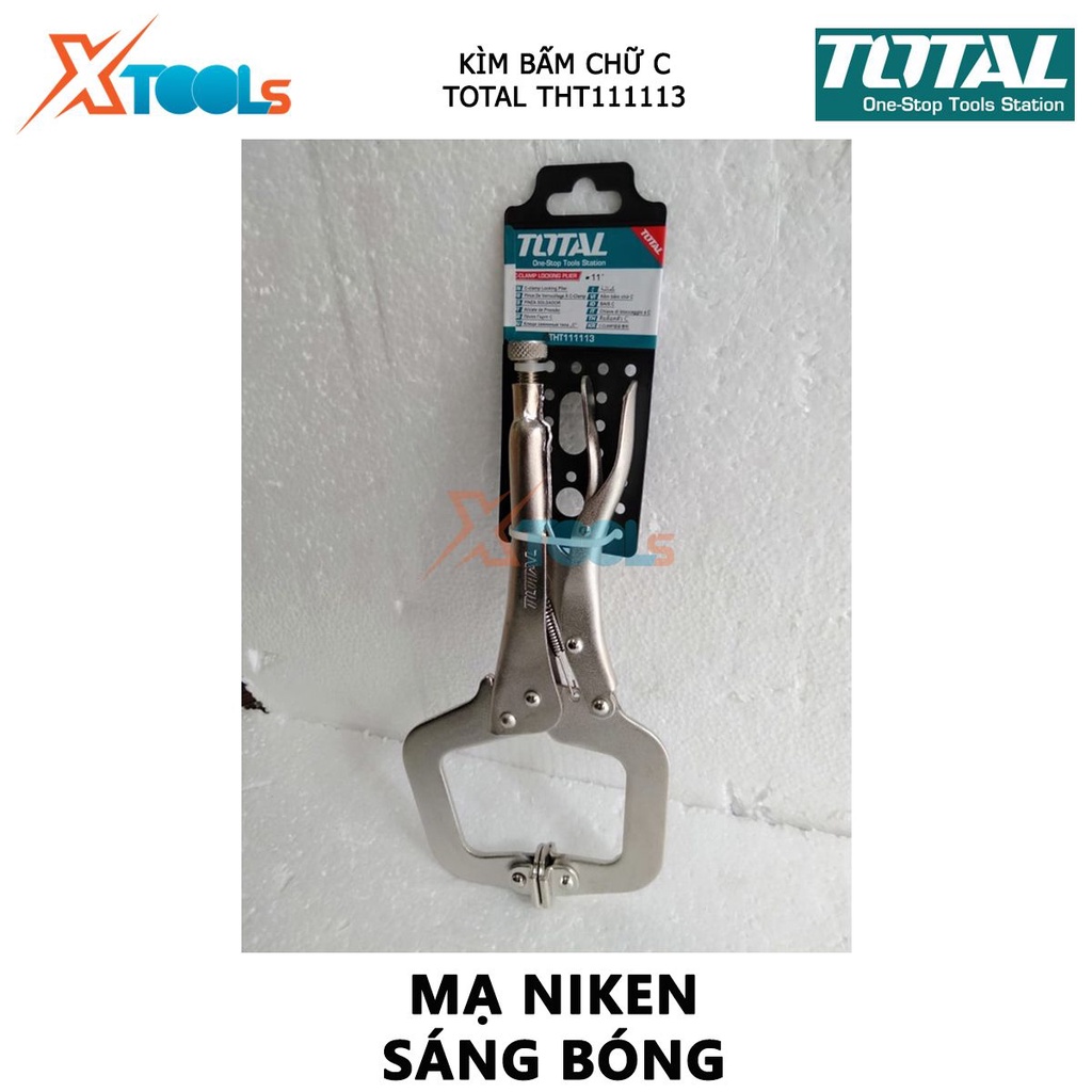 Kìm bấm chết chữ C TOTAL THT111113 | kềm bấm chữ C Kích thước 11 inch, Thép carbon, Mạ niken, kẹp định vị đồ vật để khoa