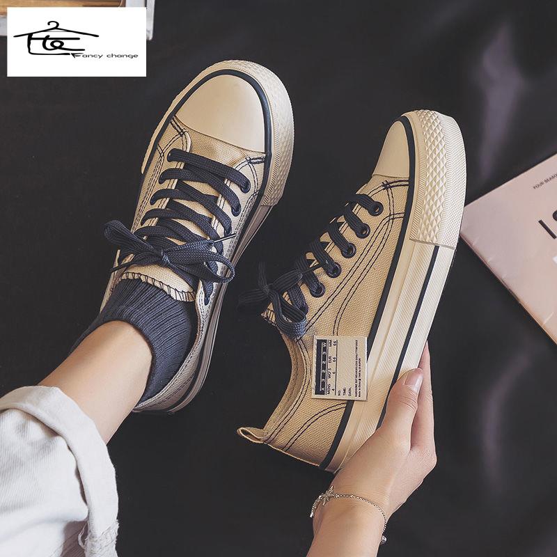 Giày Thể Thao Vải Bạt Đế Dày Tăng Chiều Cao Phong Cách Hàn Quốc Thời Trang Xuân Thu 2022