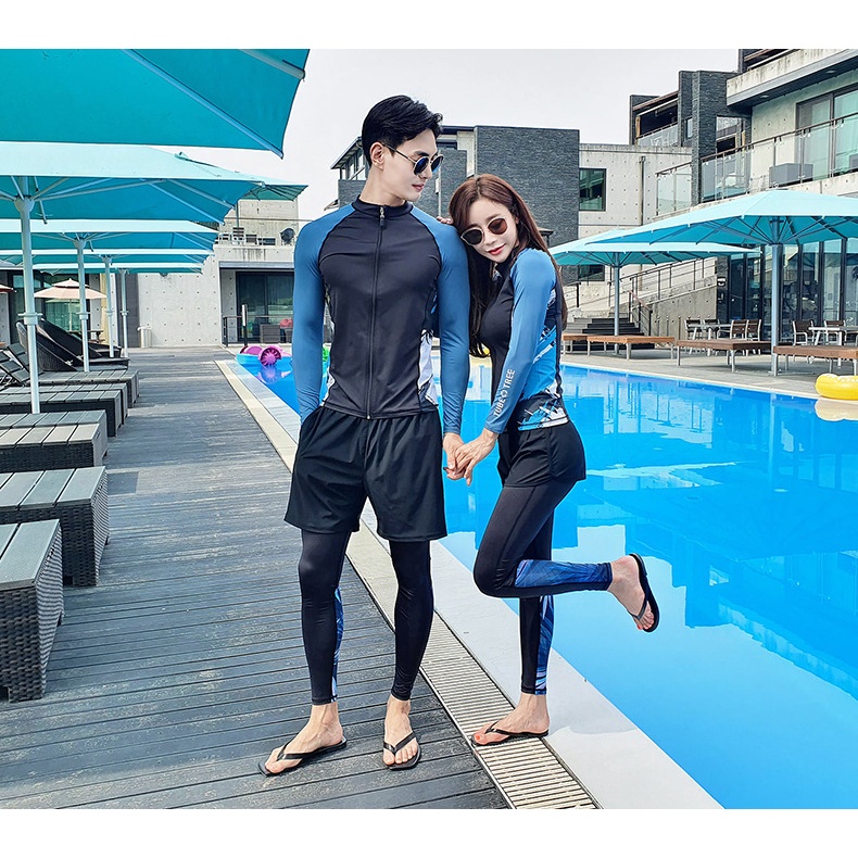 Bộ đồ bơi cặp đôi nam nữ dài chống nắng phong cách trẻ trung
