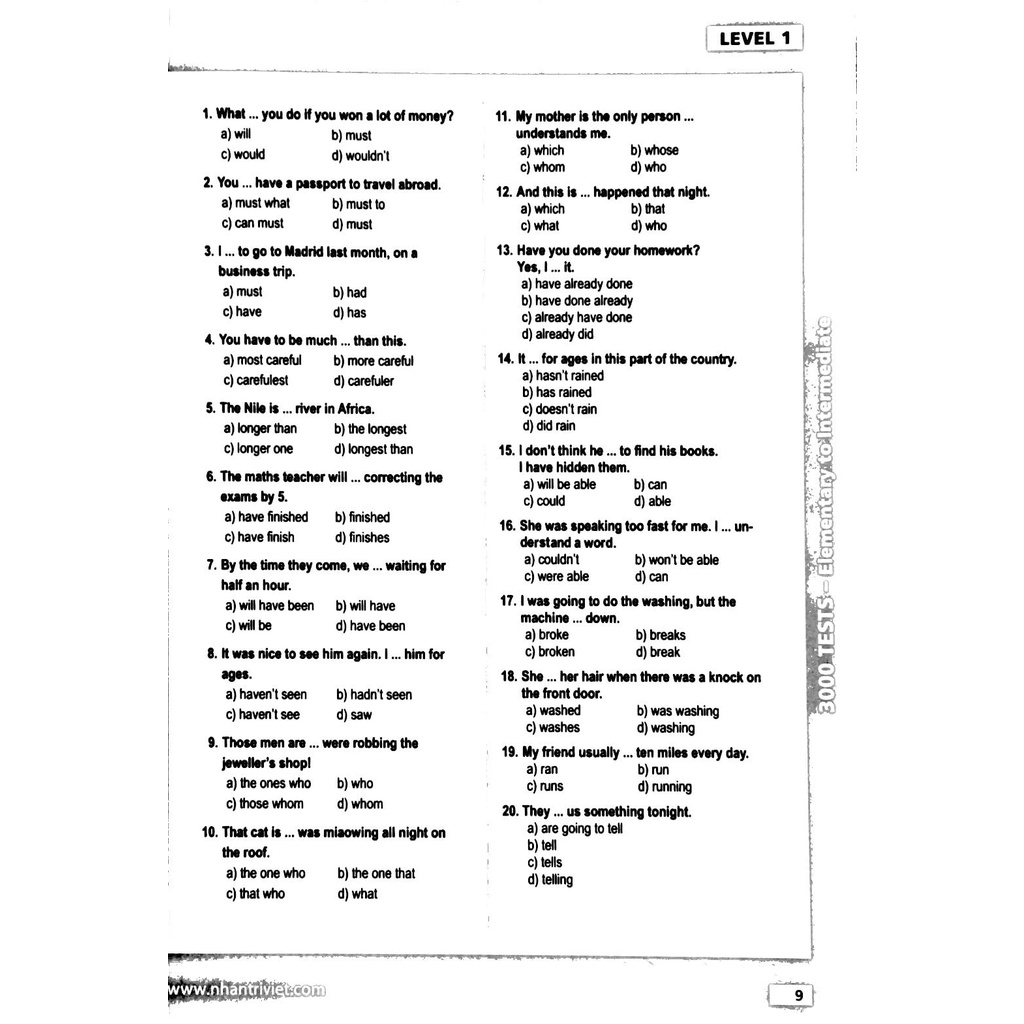 Sách 3000 Tests Elementary To Intermediate (Không CD)