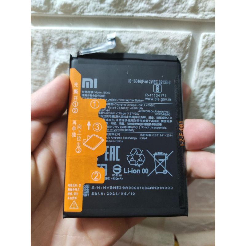 Pin xiaomi BN53 cho xiaomi Redmi Note 9 pro bảo hành 6 tháng.