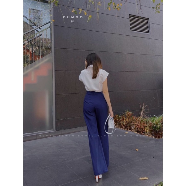 EUMSO - Quần tây hack dáng lưng cao ống rộng LANA PANTS
