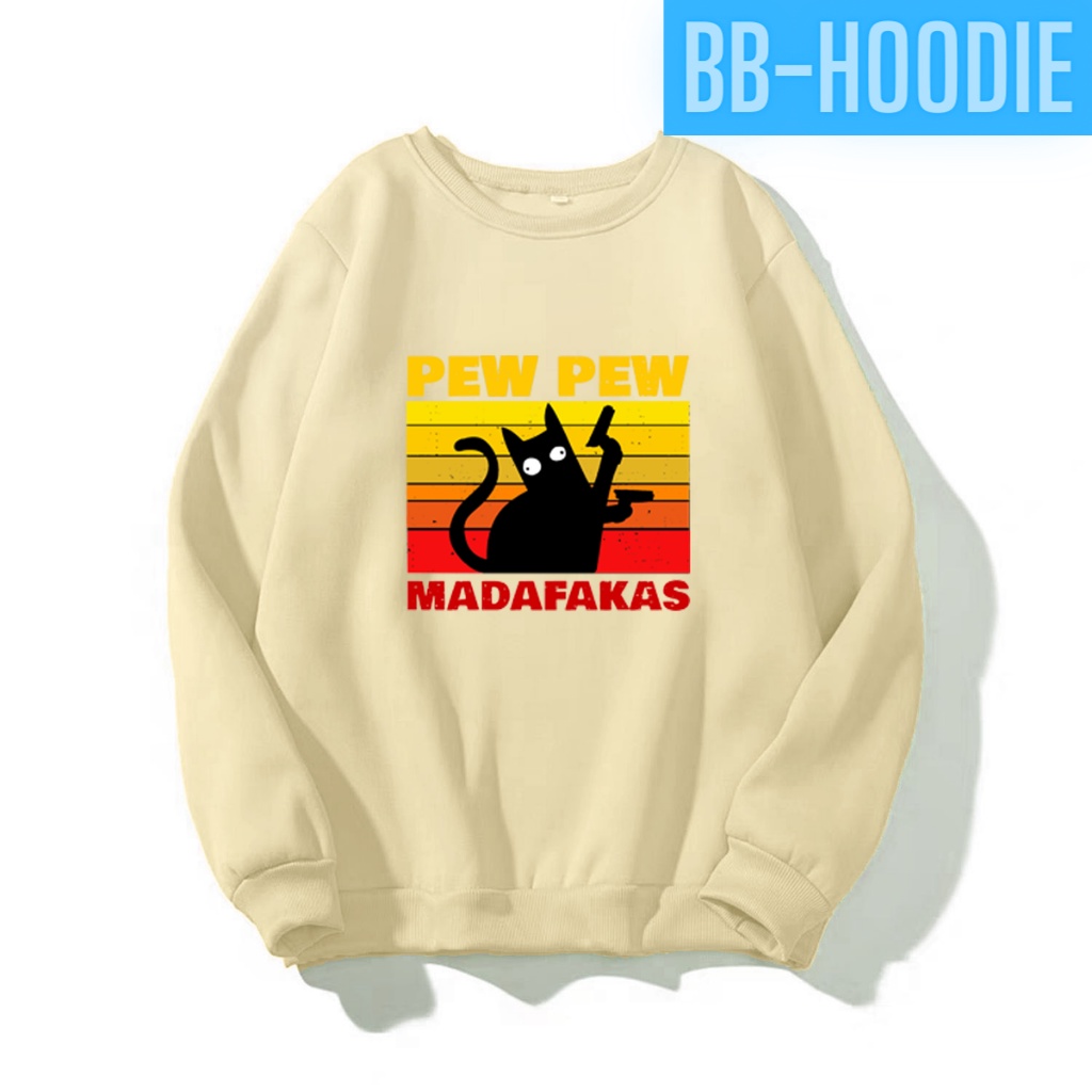 [ MẪU MỚI ] ÁO SWEATER NỈ UNISEX IN MÈO PEW PEW ÁO FORM RỘNG NAM NỮ NHIỀU MÀU CỰC ĐẸP