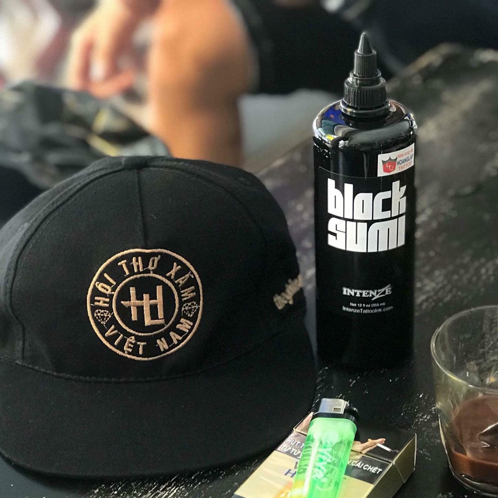 Mực xăm đen tattoo Black Sumi, Mực xăm hình chính hãng USA Black Sumi 12oz