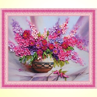 Tranh thêu ruy băng 60x50cm