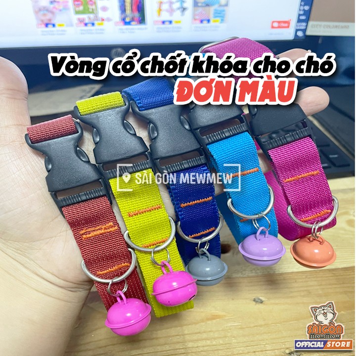 Vòng cổ dây dù cho chó đơn sắc có chốt khóa hàng Made in Việt Nam 100%
