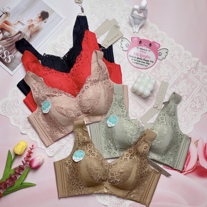 Áo lót ren định hình không gọng, mút vừa 2,5cm thông hơi thoáng khí, nâng ngực và giữ form ngực chắc chắn