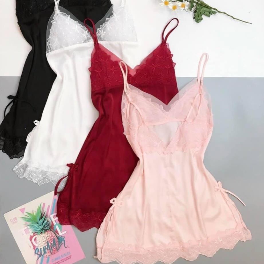 Váy ngủ sexy lụa phối ren cao cấp xẻ hông tinh tế form ngắn quyến rũ - 4 màu siêu hot | BigBuy360 - bigbuy360.vn
