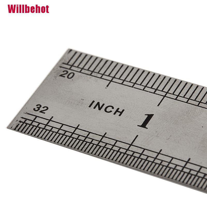 Thước đo thẳng bằng thép không gỉ in số hai mặt 15-30Cm