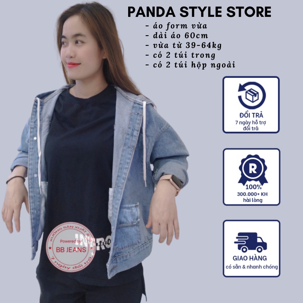 Áo khoác jean nữ Cocktail cao cao cấp form 40-58kg Panda.