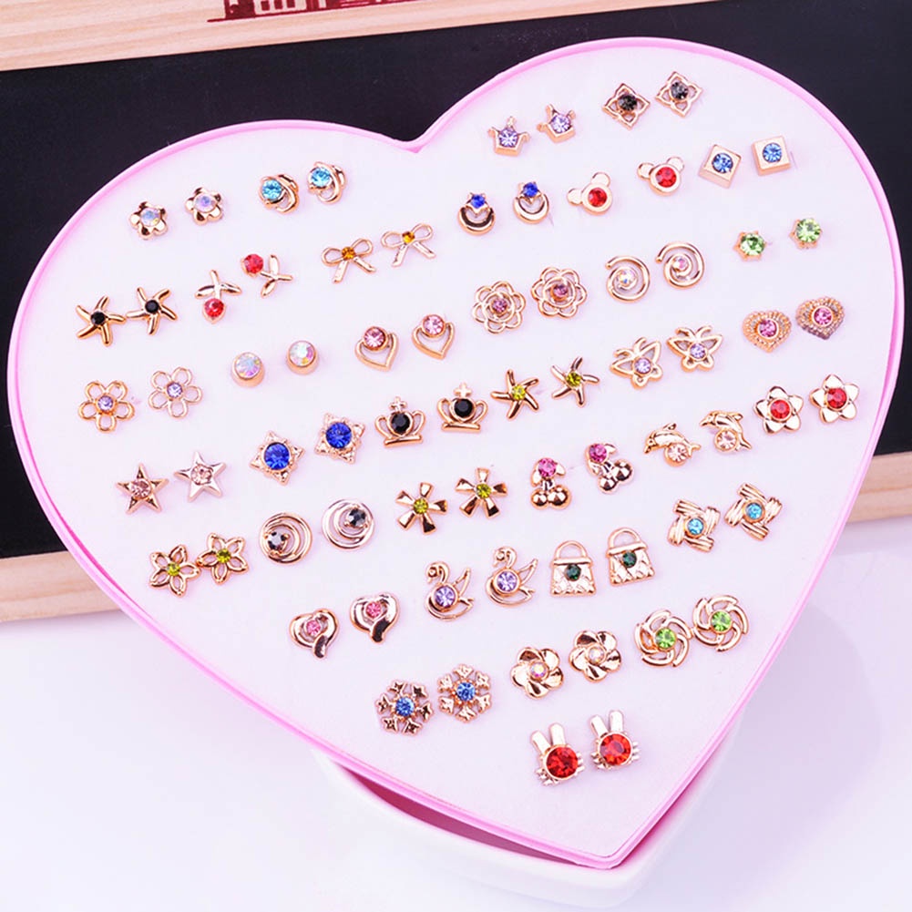 Hộp 36 đôi khuyên tai nhiều kiểu dáng mini đáng yêu thời trang dành cho nữ