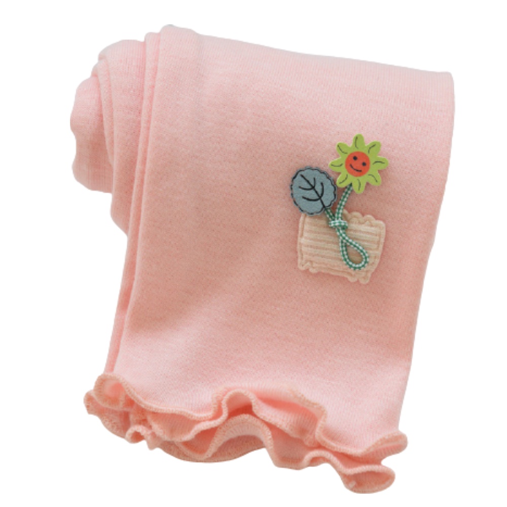 Quần legging cotton pha co giãn thoải mái đính hoa dễ thương thời trang cho bé gái