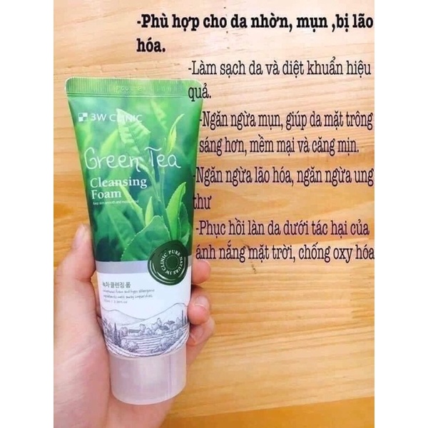Sữa rửa mặt 3W CLINIC Foam Cleansing chiết xuất thành phần tự nhiên 100ML