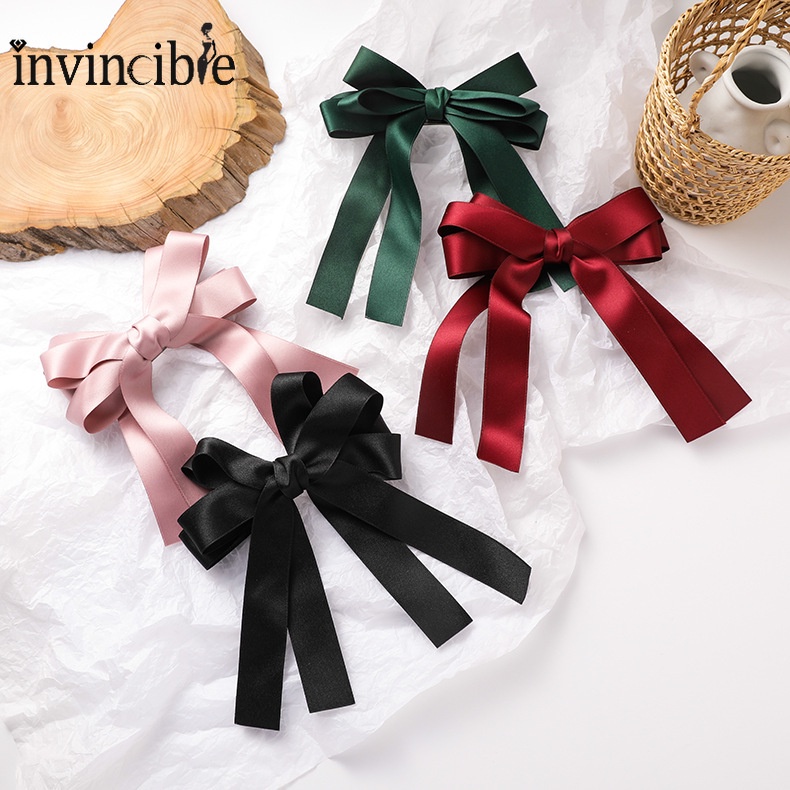 Kẹp tóc đính nơ ruy băng xinh xắn phong cách nữ tính