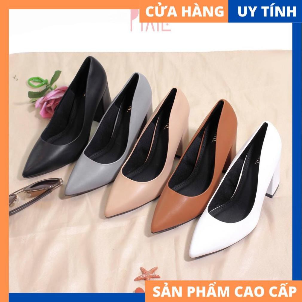 Giày Cao Gót 8cm Đế Vuông Mũi Nhọn Basic Màu Đen Cao Cấp P159 | WebRaoVat - webraovat.net.vn