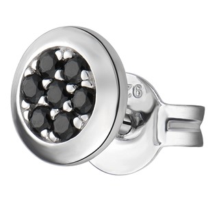 Bông tai nam bạc đính đá màu đen PNJSilver ZT00K000054