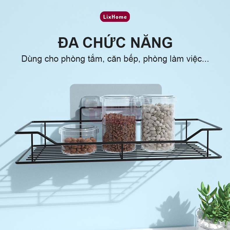 Kệ nhà tắm dán tường Inox 304 cao cấp sáng bóng 35x15x12cm, giá đựng đồ nhà tắm, dầu gội, sữa tắm - LKC2 - LIXHOME