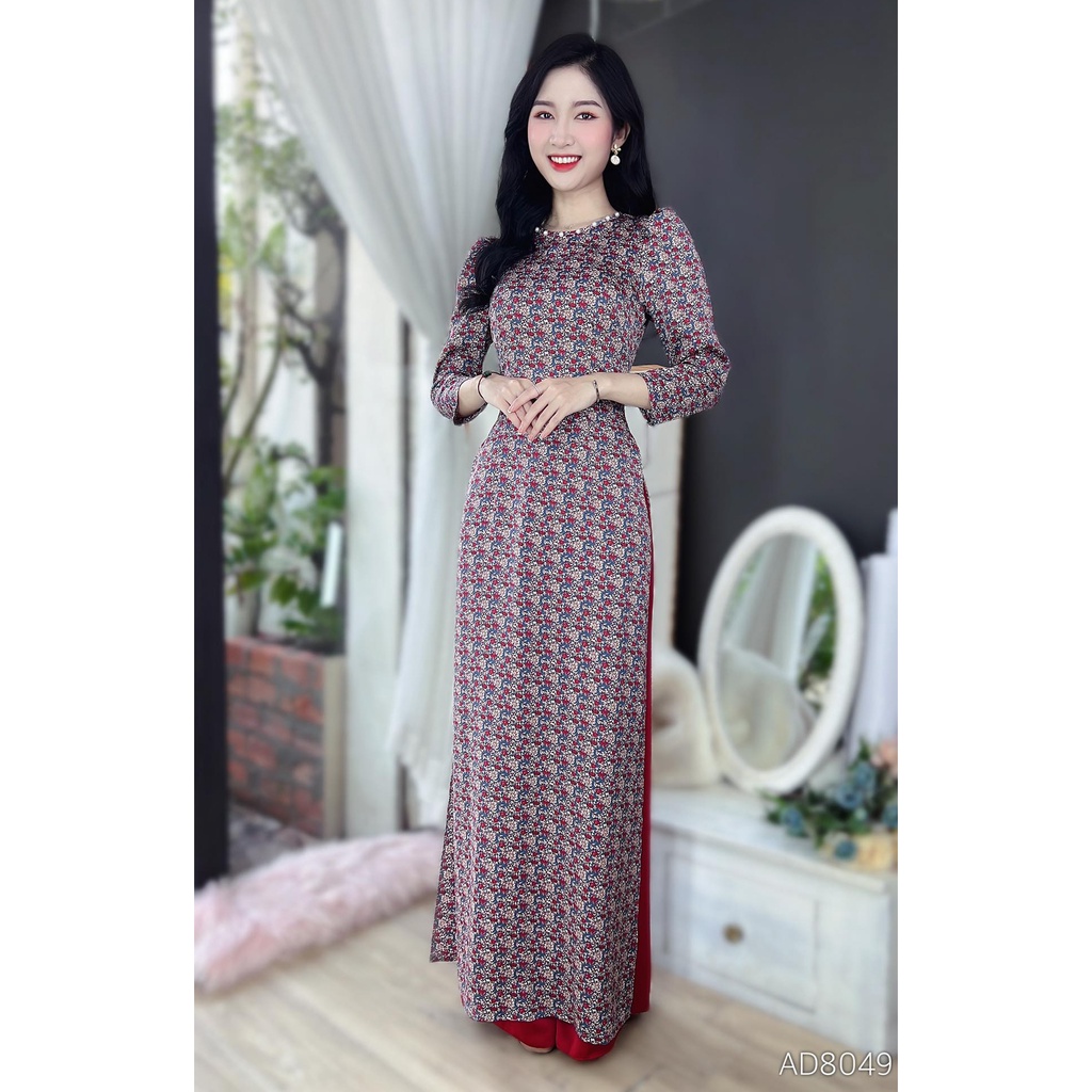 Áo dài cách tân nữ kiểu cổ kiềng đính ngọc không kèm quần CHUU AD8049