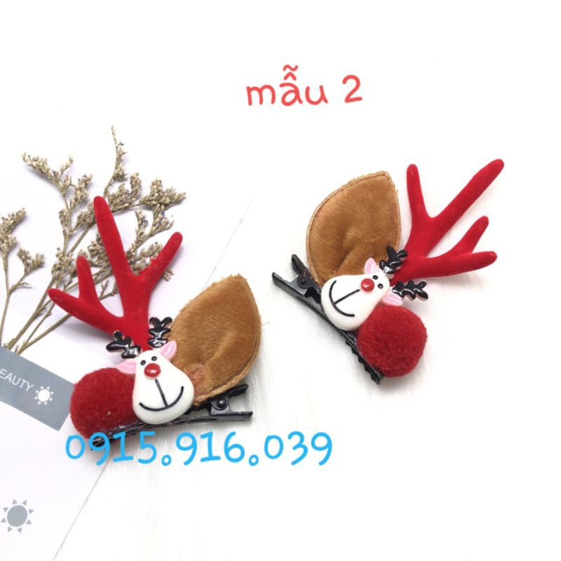 Set 2 Kẹp tóc Sừng Tuần lộc giáng sinh, kẹp Giáng sinh